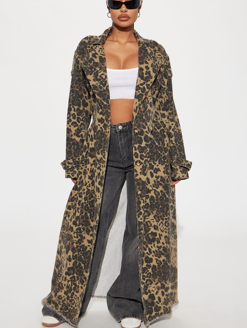 Leopard Denim Trench